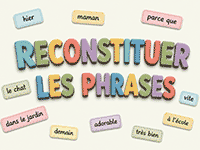 Reconstituer les phrases en ligne, CE1, CE2