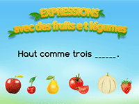 Jeu éducatif en ligne, les expressions avec des fruits et légumes, CE2, CM1, CM2