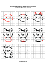 Apprendre à dessiner un chat, fiche gratuite à imprimer