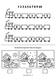 Suites numériques à compléter, fiche à imprimer, maternelle